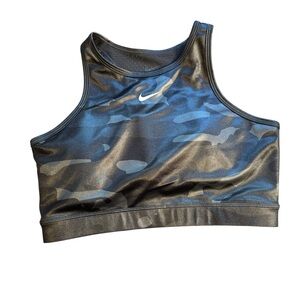 NIKE TRAINING SWOOSH MEDIUM SUPPORT BRA DRI-FIT WOMENS M BLACK CAMO SHINE I25